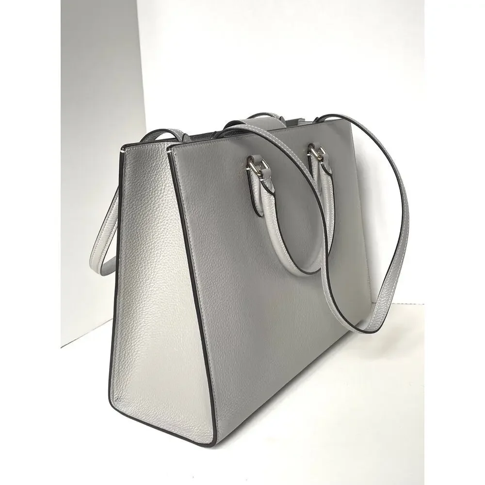 Coach Maggie Large Tote Dove Gray Pebbled Leather Shoulder Bag CY666